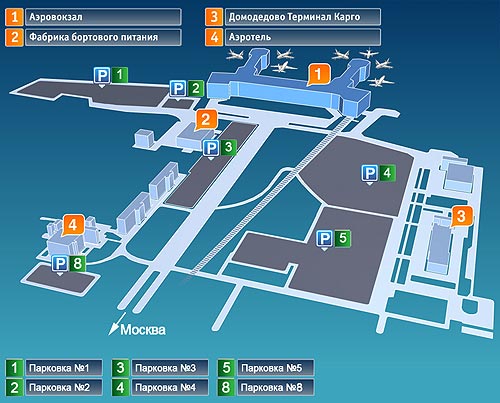 схема расположения парковок в аэропорту Домодедово